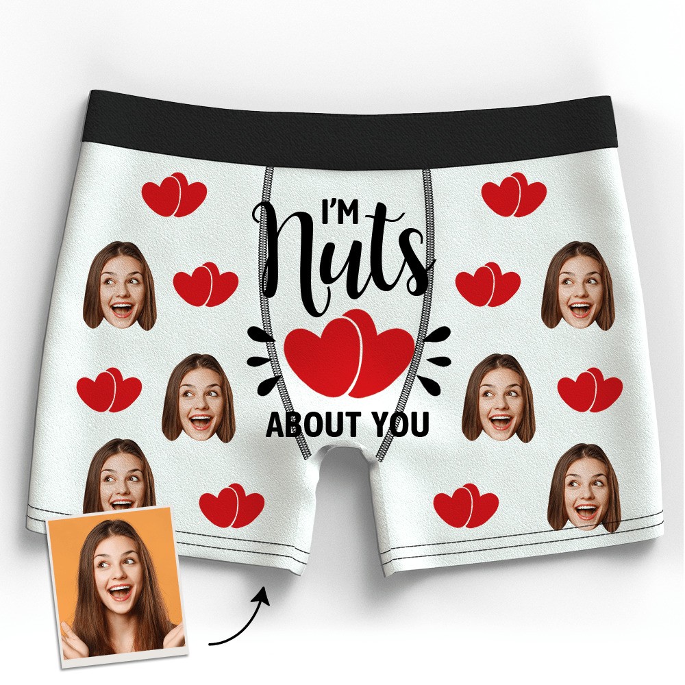 Custom Face Boxer Brief Personalized Photo Underwear -I'm Nuts About You