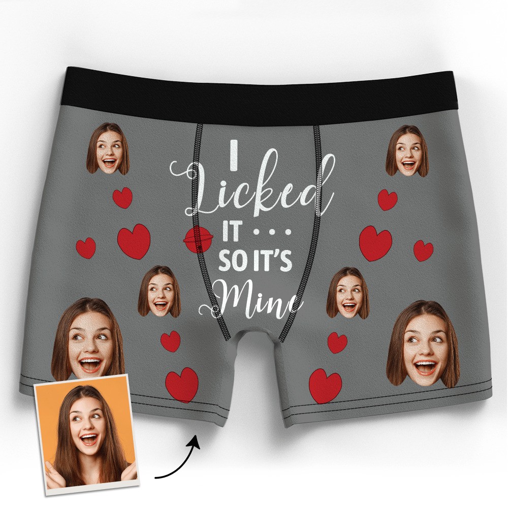 Custom Face Boxer Brief Personalized Photo Underwear - I Licked It