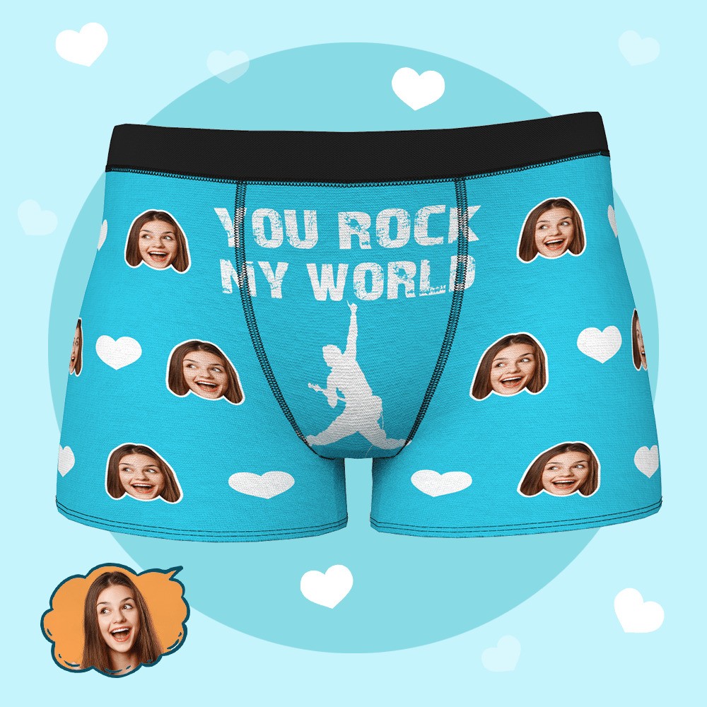 Custom Face Boxer Brief Personalized Photo Underwear - You Rock My World