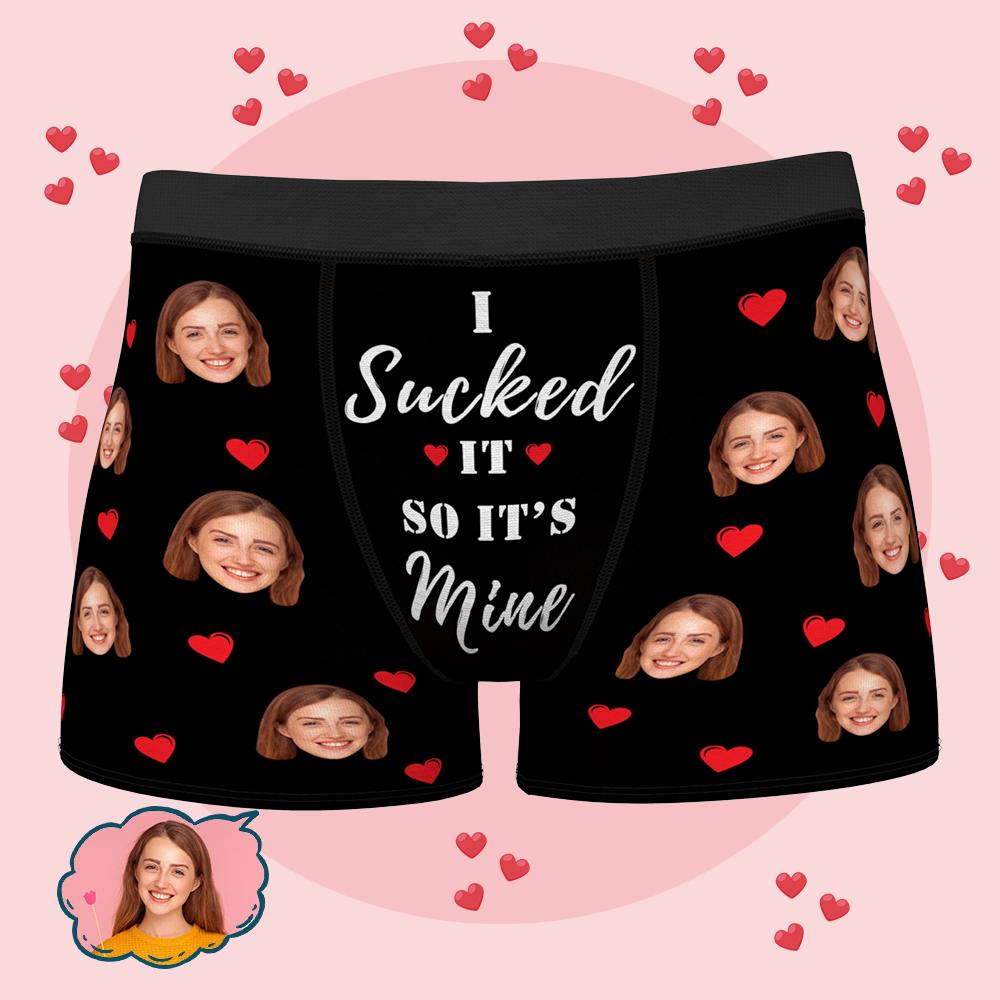 Custom Licked It So It's Mine - Black Boxer Brief Underwear